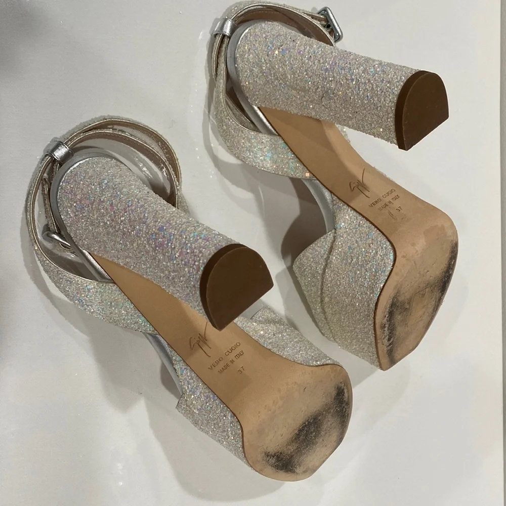 Giuseppe Zanotti Iridescent Glitter Platform Sandals
